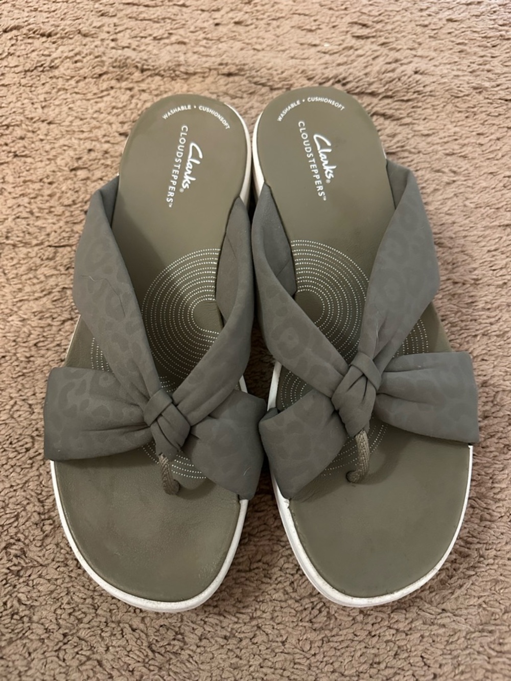 Clarks Cloudsteppers Drift Ave Women’s Wedge Sandals Green Size 10
